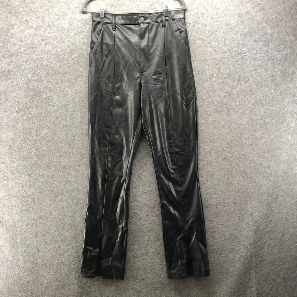 Abercrombie Skinny Ultra High Rise Vegan Leather Split Hem Pants Black 30 / 10